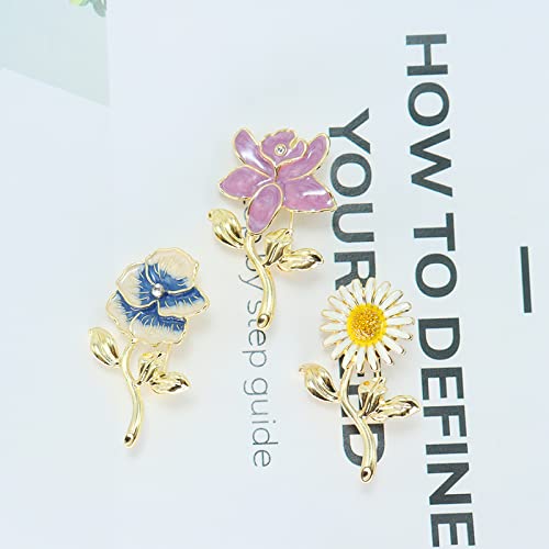Image of Enamel Daisy Flowr Brooch Pin,Cute Sun Flower Suit Lapel Pin Plant Gladdon Flower Coat Pin Clothes Accessories Wedding Party Jewelry for Women Girl