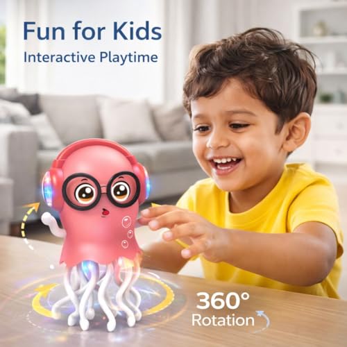 Image of Dancing Jellyfish Toy for Kids, Large Size, Random Colour | Music, LED Lights, 360 Bump-and-Go Action, Battery Operated with Obstacle Sensor