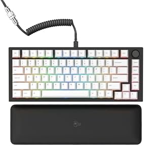 Glorious Gaming GMMK PRO 75% – Modular Mechanical Gaming Keyboard, TKL Size, 1.5kg Frame, Fox Switches, Fully Customizable, Coiled Cable, Wrist Rest, White PBT Keycaps, RGB, QWERTY – Black