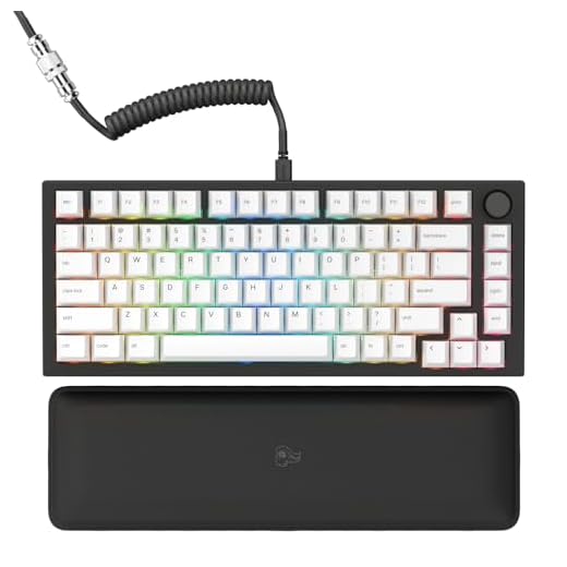 Glorious Gaming GMMK PRO 75% - Modular Mechanical Gaming Keyboard, TKL Size, 1.5kg Frame, Glorious Fox Switches, Fully Customizable, Coiled Cable, Wrist Rest, White PBT Keycaps, RGB, QWERTY - Black