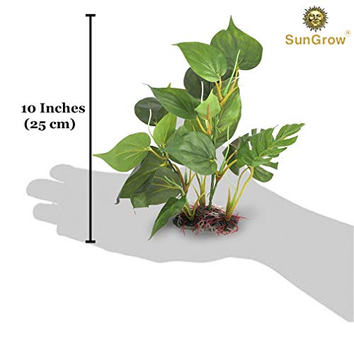 SunGrow Pianta Finta Con Foglie in Plastica, per Acquari Con Acqua Dolce O Salata E Terrari, Ultra Realistica, Medie Dimensioni (25,4 Cm) - Image 8