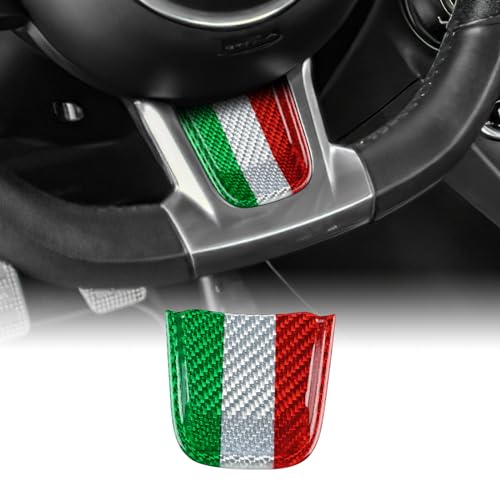 KUNGKIC Per FIAT 500 Abarth 595 2020 2021 2022 2023 Vero e proprio duro in fibra di carbonio auto volante mento copertura volante pannello decorativo interno Sticker accessori, regalo, colore italiano