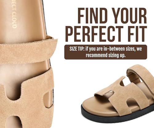 Image of Project Cloud 100% Genuine Leather Sandals for Women Footwear - Stylish Womens Sandals with Plush & Soft Insole - Non-Slip and Water-Resistant Beach Sandals Slides for Women (Mayvy)