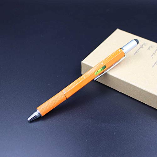 Careflection Stylo à bille multifonction 6 en 1 multifonction avec indicateur de niveau, stylet, règle, tête tactile et tournevis à fente - Couleur : rose (encre noire) Cover