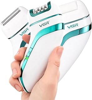 جهاز إزالة الشعر V-713 للنساء - جهاز إزالة الشعر للوجه والبيكيني، نظام 18 ملقط، إضاءة ليد مدمجة، ماكينة حلاقة ومقشر الجلد الميت، وضع تشغيل لمدة 50 دقيقة