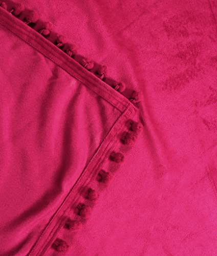 Image of Amazon Brand - Umi Velvet Eyelet Door Curtains with pom pom Lace for Living Room Bedroom Kitchen 2 pc Pack in Wine Color (Door - 4 feet x 7 feet)