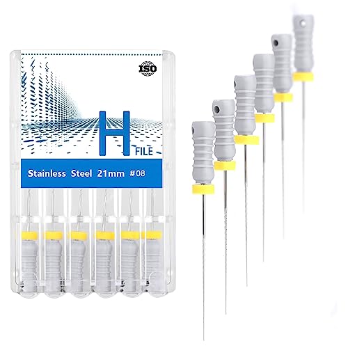 Xux 6Pcs/Pack Endo H-File 21Mm/25Mm Hand Use Stainless Steel Endodontic Files #08 Endo Rotary Files cover