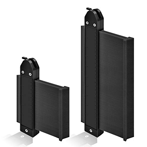 GOXAWEE - Replicador de contorno con cerradura, 2 unidades de medición de duplicador de forma ampliar, 125 mm y 250 mm Calibre de plástico de contorno para esquinas, herramienta de marcado (naranja) Cover