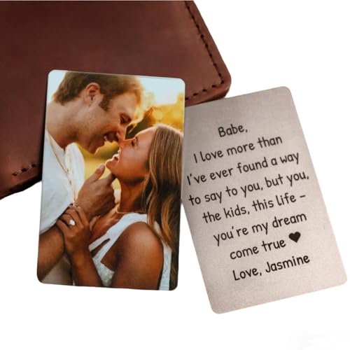 Chu6an6d Tarjeta de inserción de metal personalizada para fotos, regalo de imagen personalizada para él o ella, impresión de doble cara, regalo de cumpleaños para él