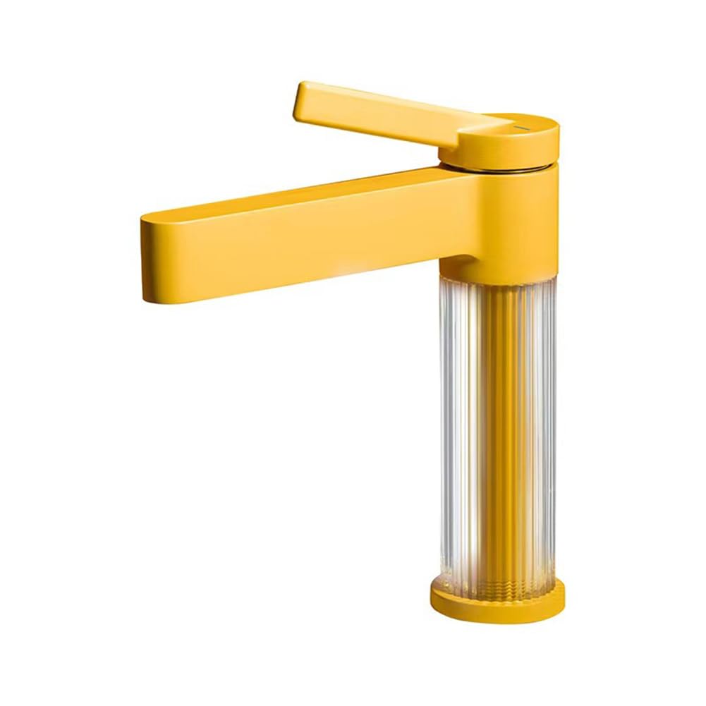 Mitigeur de lavabo moderne en laiton jaune à levier unique pour eau chaude et froide