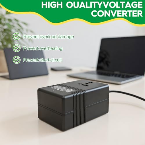 محول جهد كهربائي 220 فولت الى 110 فولت، محول تخفيض، محول طاقة للسفر، محول طاقة كهربائي منزلي لفرد الشعر والتلفزيون واللابتوب (300 واط)