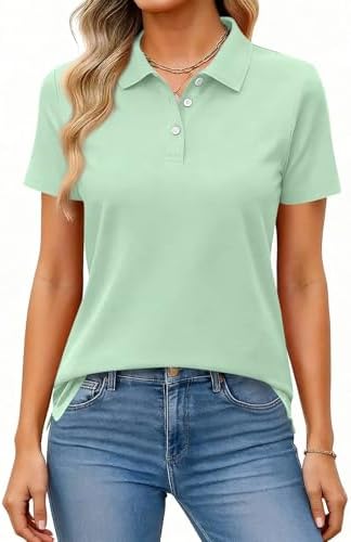 Women's Polo Shirts Short Sleeve Button Down Collared Shirts Busi...