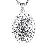 EUDORA S925 Sterling Silver Saint Azrael Necklace for Women Men, Vintage Angel of Death Azrael Amulet Pendant Archangel Azrael Medal Jewelry Gifts for Women Mens, 22+2inch, FB-CYD1310-NL65-24
