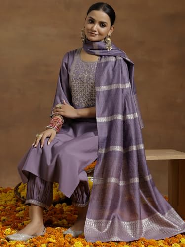 Image of Gerua By Libas Embroidered Silk Blend Straight Kurta with Salwar and Dupatta | Ethnic wear | Bridal Suit | Wedding Dress | Occasion wear