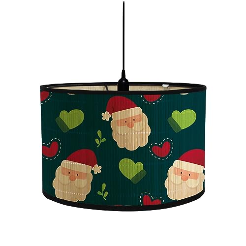 Générique Pantallas de Lámpara Colgante de Techo Modernas Forma de Tambor, Navidad Roja Pantalla de Lámpara de Pie Y Mesa para Dormitorio, Sala de Estar, Cocina, Pasillo, Salón (Papá Noel)