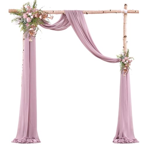 Cortinas, Home Cortinas de arco para bodas, 2 paneles de tela traslúcida para decoración de ceremonias, fiestas de novia, 6 yardas (rosa sucia, 19 pies de largo x 28...