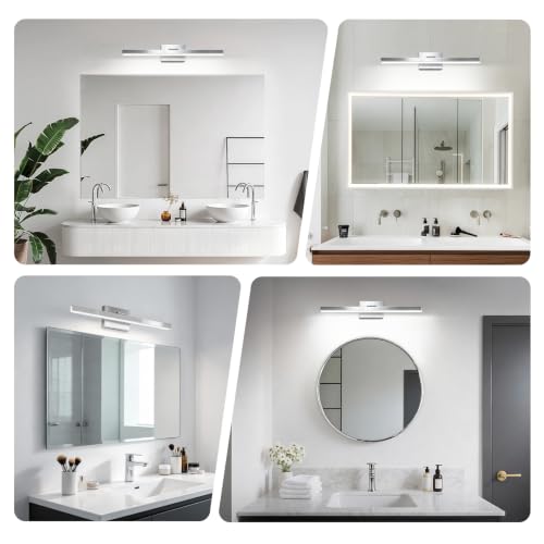 IZORRO Modern Bathroom Vanity Light 16 inch, Rotatable, 12W Dimmable Led Bathroom Light Fixture Over Mirror, Chrome Vanity Light Bar (Cool White 6000K) by IZORRO - Used condition - Image 8