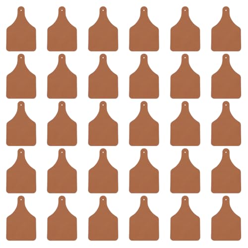 OLYCRAFT 30pc Genuine Leather Blank Tags, 3x2 Inch, Dark Brown