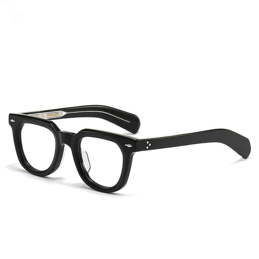 Occhiali da vista classici retrò con montatura irregolare, occhiali alla moda con rivetti, occhiali alla moda