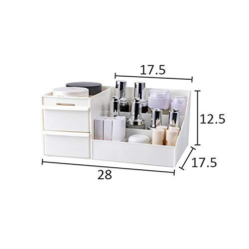 Plastic Makeup Organizer Two-Layers Jewelry Box Cosmetic Organizer Makeup Box Lipstick Makeup Storage Bathroom Table Organizer,white small