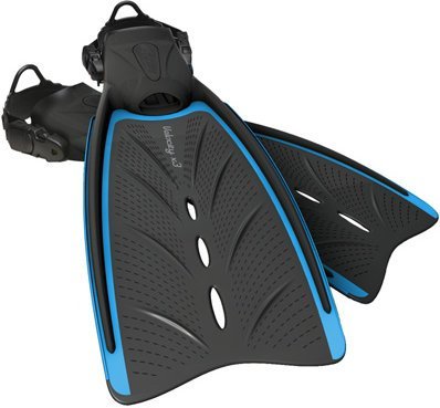 AERIS New Velocity X3 Open Heel Scuba Diving & Snorkeling Fins with Spring Heel Strap- Light Blue (Size X-Large-2X-Large-12+)