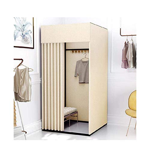Cabine d'essayage pour magasin de vêtements avec structure métallique et étagère pratique