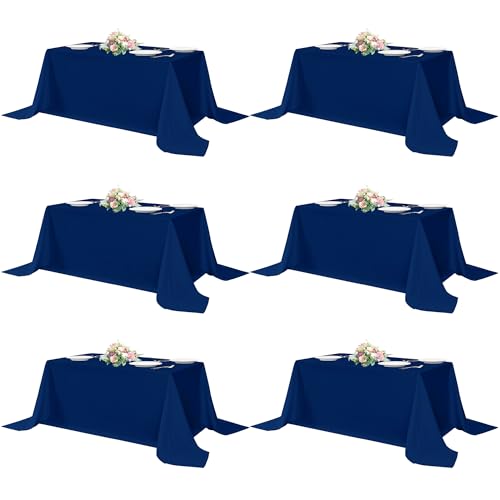 Image of sancua Navy Blue Rectangle Tablecloths 90x132 Inch, 6 Pack