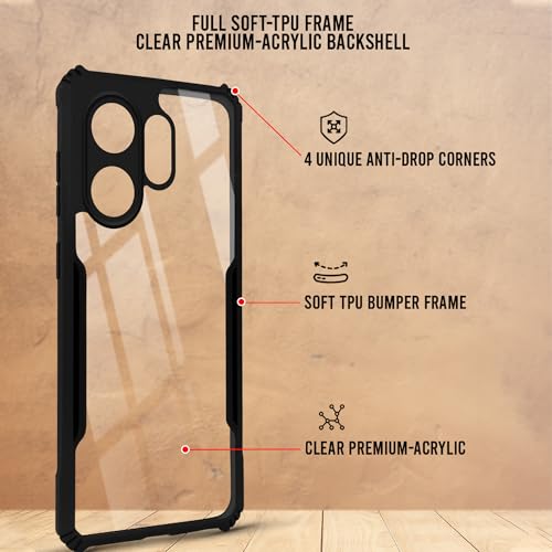 Image of Jkobi Back Cover Case for Vivo V60 | Vivo T4 Pro (Shockproof with Polycarbonate Clear Panel | Professional Black)