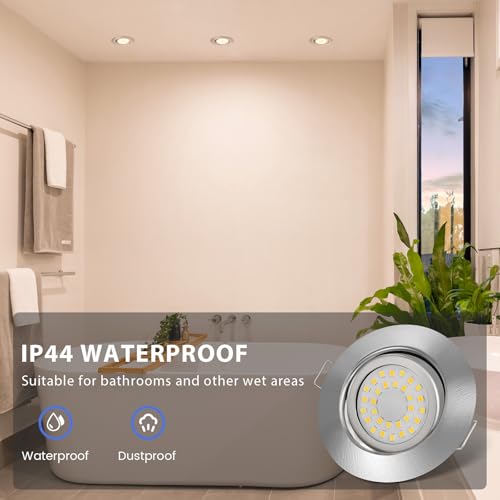 cloksh LED Einbaustrahler 230V Dimmbar LED Spots 6W IP44 Bad Einbauleuchten Schwenkbar Deckenspots,Warmweiß 3000K Neutralweiß 4000K Kaltweiß 6000K Einbauspots für Badezimmer Küche Wohnzimmer