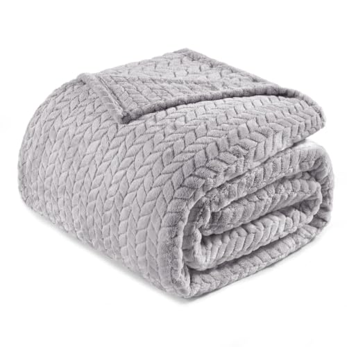 Image of Exclusivo Mezcla Soft Fleece Bed Blanket King Size, 90 inchx104 inch, Light Grey