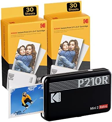 Kodak Mini 2, Impresora Fotos movil + 86 Fotos, Mini Impresora Móvil De  Fotos Instantáneas Tamaño 54X86Mm, Compatible con Smartphones iOS y Android  - Negro - PREYCA