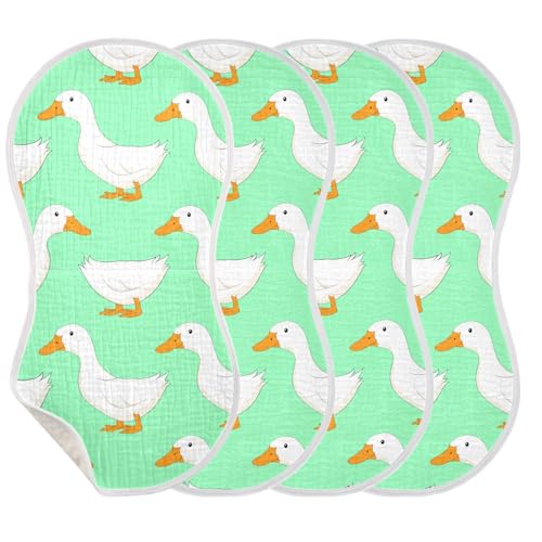 Duck Pattern Baby Burp Cloths for Boys and Girls, Soft Muslin Spit Up Towels, 22"x11" Newborn Essentials for Feeding and Drooling, 4 Pack3