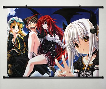 Home Decor Cosplay Wall Scroll Poster Rias Gremory & Asia Argento & Toujou Koneko & Hyoudou Issei 23.6 X 17.7 Inches - 059