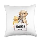 Pets for Trump, Duck, cat, dog - Donald Trump 2024 Throw Pillow