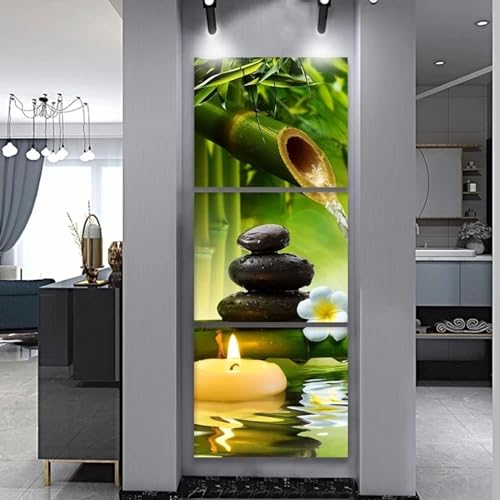 Toile Zen pierre et bambou idéale pour créer un coin spa relaxant dans votre salon