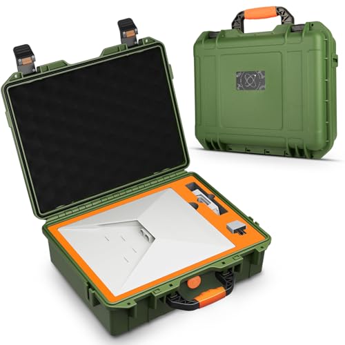 MONOJOY IP67 Waterproof Starlink Mini Case, Hard Carrying Case for Starlink Mini Dish with Precision Cut Foam, Shockproof Travel Bag for Camping, RV, Hiking, Green