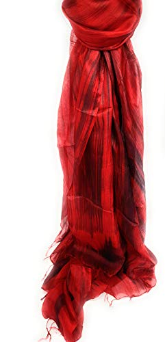 Millie & Boo 100% Pure Mulberry Silk Scarf Woman's | Ladies Silk Scarves, Shawl Wrap Hand Painted Red and Black Silk Scarf 67 x 29 IN…4