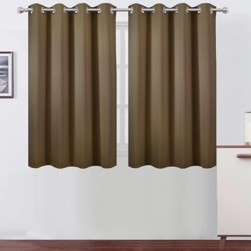 Image of LEMOMO Brown Thermal Blackout Curtains /52 x 45 Inch /Set of 2 Panels Room Darkening Curtains