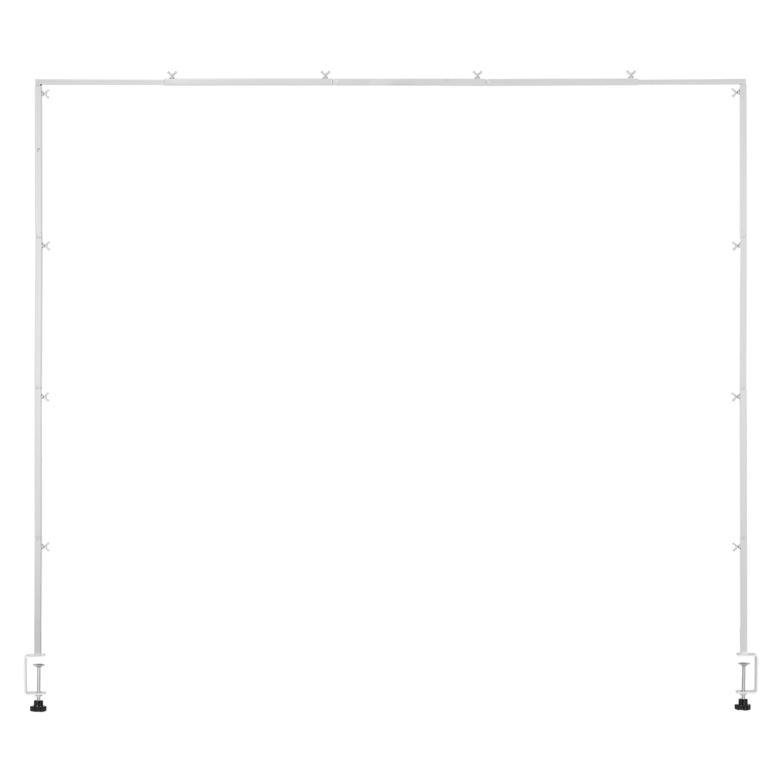 VEVOR Support Tige de Table avec Pinces, Support Arche de Table, Hauteur Réglable 330-1066,8 mm Longueur Réglable 711,2-2489,2 mm, Cadre Arche Métal, pour Déco de Mariage, Anniversaire, Noël, Blanc