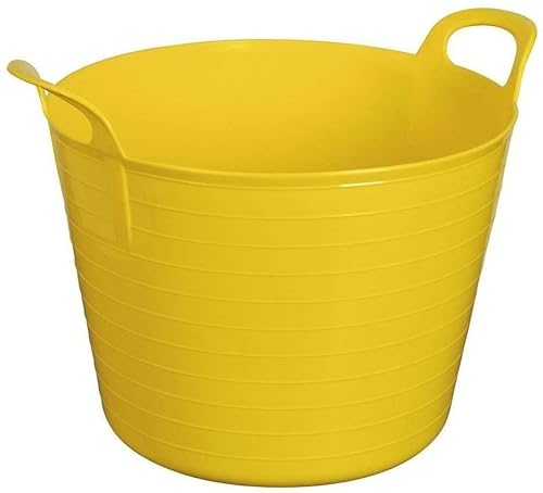 26L Litre Multipurpose Small Flexible Bucket Laundry/Toy Tub Polyethylene Storage Container Bucket Flex Tub - Made in UK (Yellow Colour)