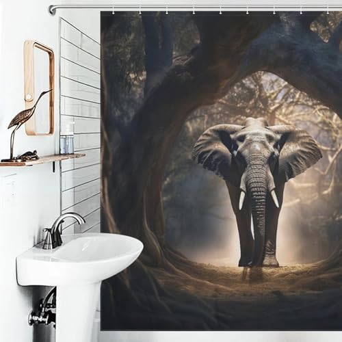 Rideau de douche imperméable en polyester lavable ElephFourmi 183x183 cm - 6