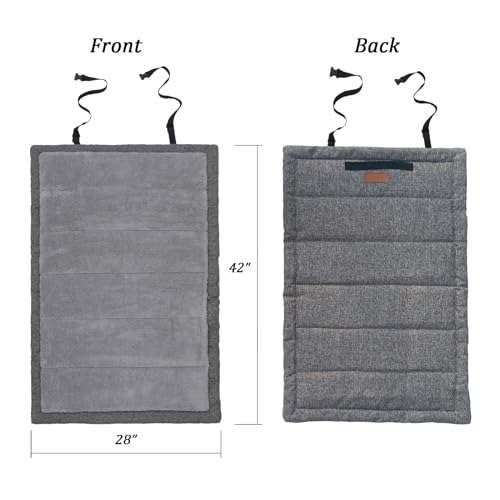 vmgreen Outdoor-Hundebett, tragbare Reisematte, Roll-Haustier-Campingausrüstung, Kistenunterlage mit Tragegriffen, super weich, maschinenwaschbar, 107 x 71 cm, Grau