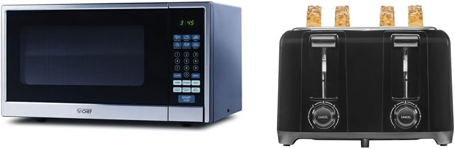 Commercial Chef 1.1 cu ft Microwave & Proctor Silex 4-Slice Toaster