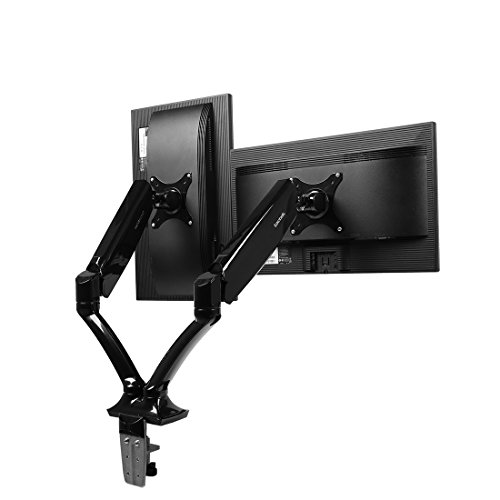 Loctek D5DH Curved Panel LED-Lit Monitor Mount Desk top Vesa LCD Arm Swivel Heavy Duty for Most of 10-27 inches Computer Screen (Dual Arm)