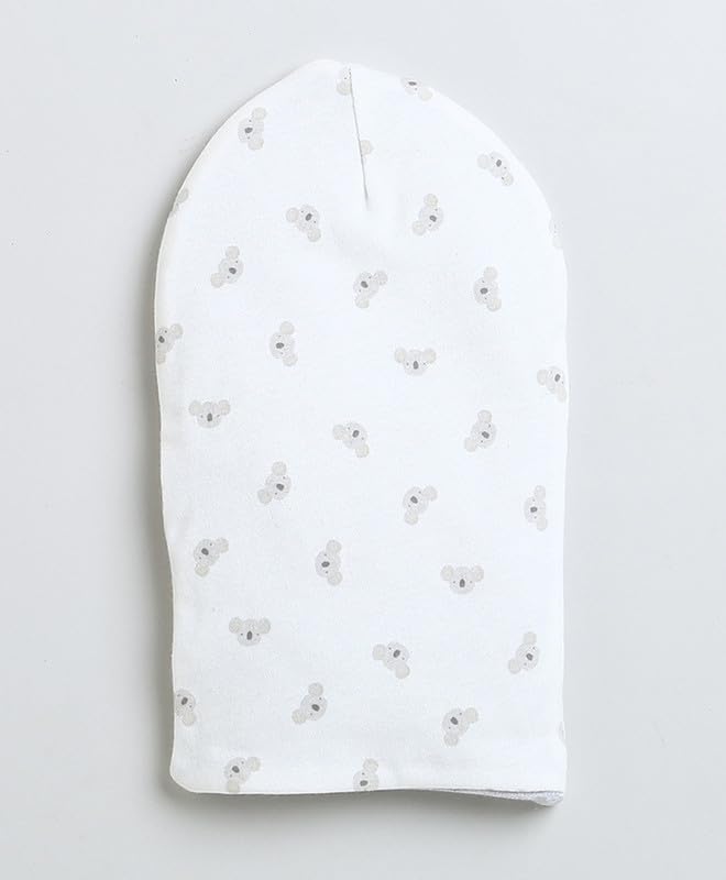 BUMZEE Peb9523 czapka chłopięca, bawełna, dwustronna, małpa, szara i biała, 2 sztuki