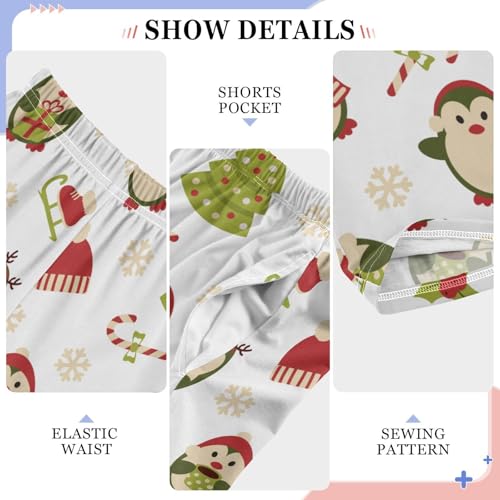 Boys' Pants Christmas Cute Penguins Tree Long Bottoms Jogger Pants Elastic Waist Trousers with Pockets S-XL4