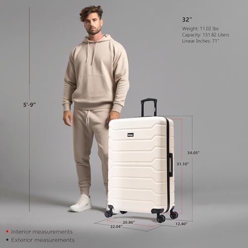 Image of InUSA TREND Luggage with Spinner Wheels | Durable lightweight Hardside Suitcase, Travel Bag with Handle and Trolley | 32-inch Extra-Large Checked luggage | Sand