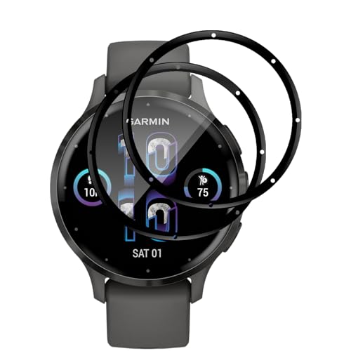 VideoSecu für Panzerglas für Garmin Venu 3s Schutzfolie 2 Stück TPU Displayschutz Ultradünn HD Klar Schweißresistent Stoßfest mit Blasenfreie Installation für Sport