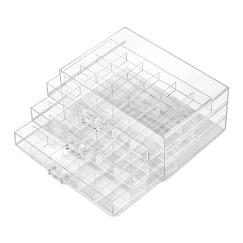 Vitrina De Coleccionista Con 72 Compartimentos, Caja Para Minerales De Acrílico Transparente Con 3 Niveles Extraíbles, Exhibidor Con Tapa Y Asas Para Almacenamiento De Figuras, Piedras Y Cristales