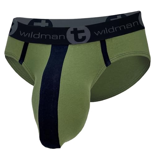 Wildmant Monster Cock Cotton Brief with Stripe Army